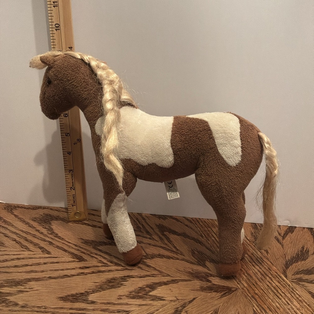 Only Hearts Club Brown White Pinto Pony Horse Plush Braided Blonde‎ Mane 9 Inch